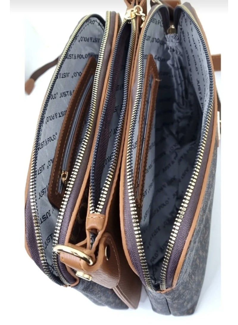 Just Polo A stylish and elegant crossbody shoulder bag from Just & Polo, designed to combine fashion with everyday practicality. Featuring a modern monogram pattern with high-quality finishing, this bag is perfect for daily use, shopping, work, or casual outings. Its compact yet spacious interior allows you to carry your essentials comfortably, while the adjustable shoulder strap ensures easy and comfortable wear. - Image 5